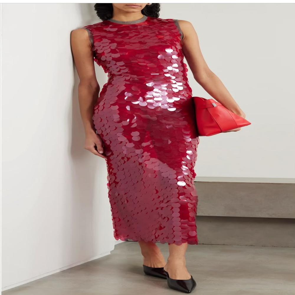 Ruby Sequin Luxury Designer Evening Gown