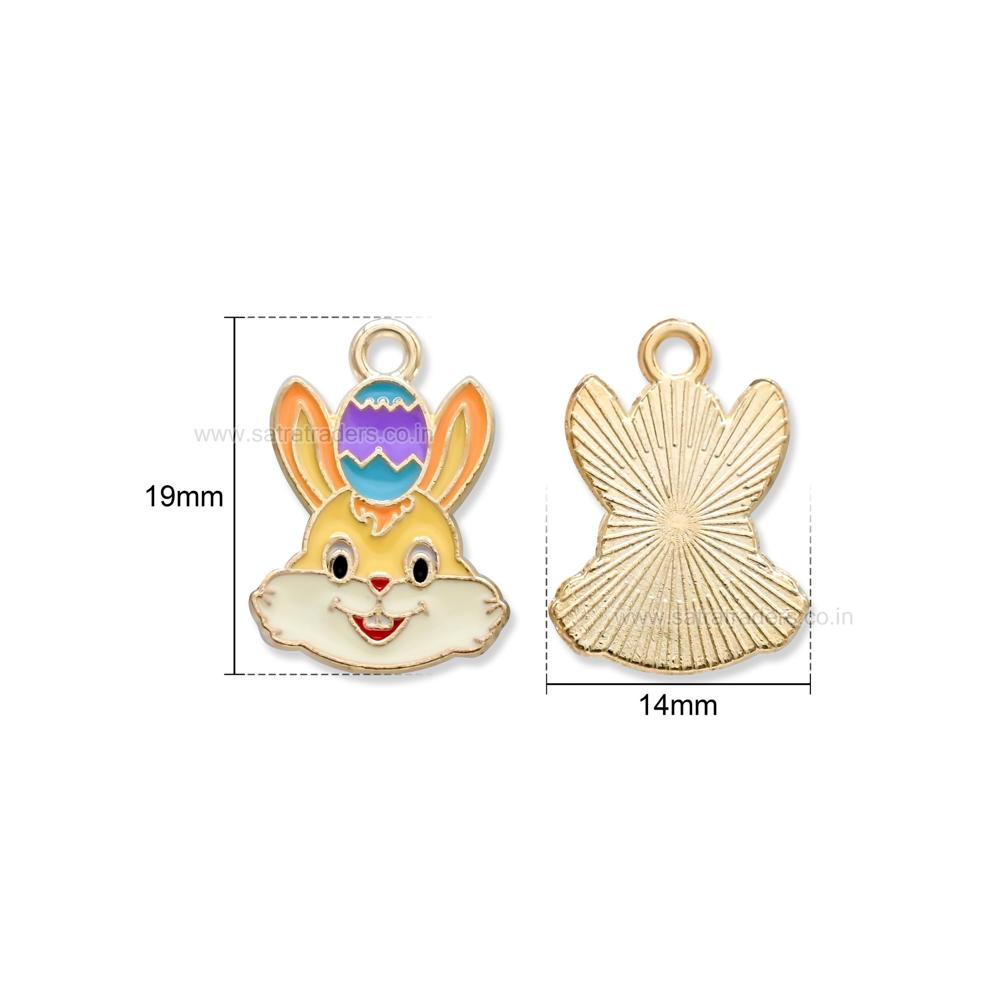 Enamel Easter Bunny Charm with Easter Egg 19mm