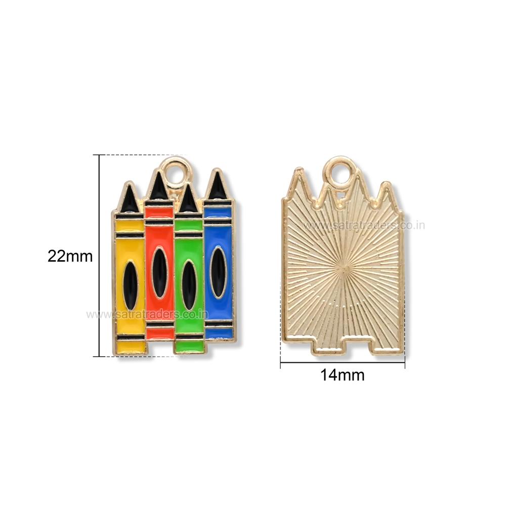 Colorful Crayon Box Enamel Charm 22Mm - Gender: Children