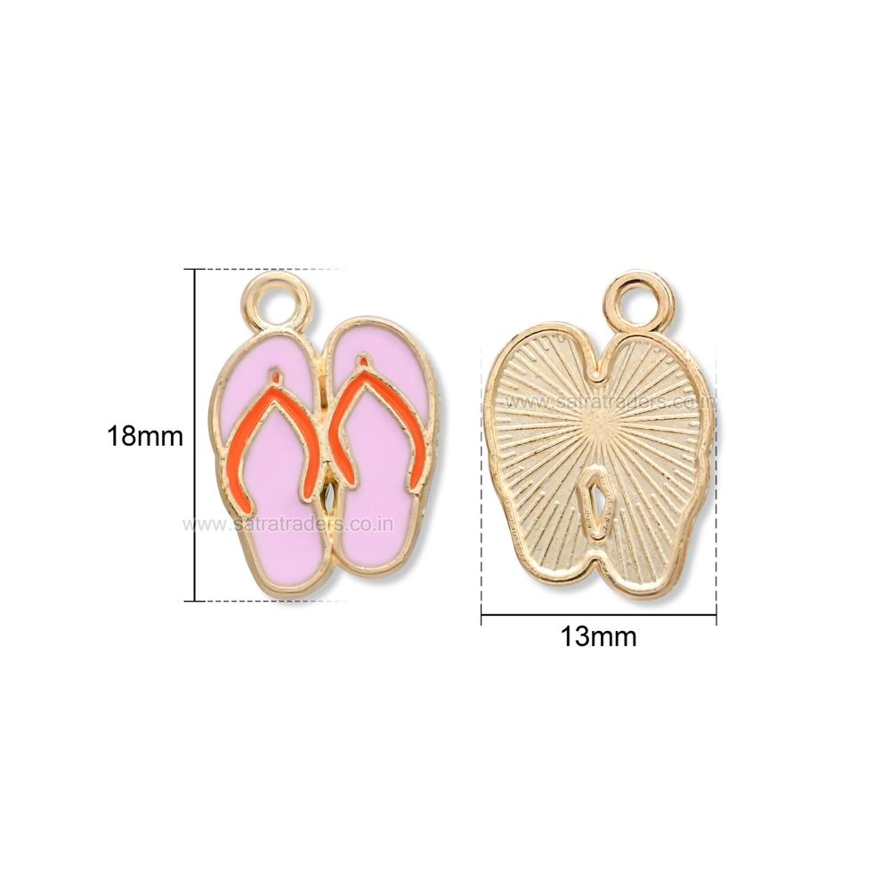 Pink Enamel Flip Flop Slipper Charm Size : 18mm