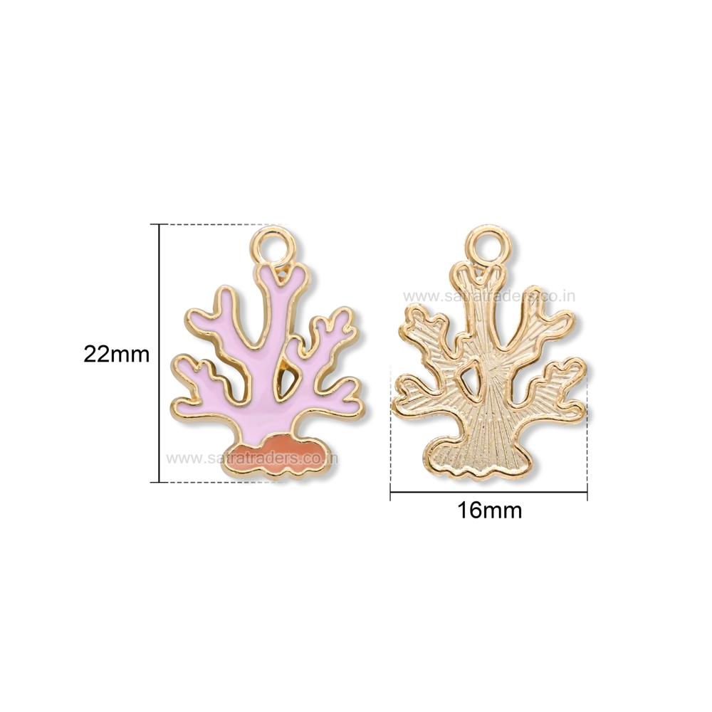 Pink Enamel Coral Reef Charm Size : 22mm