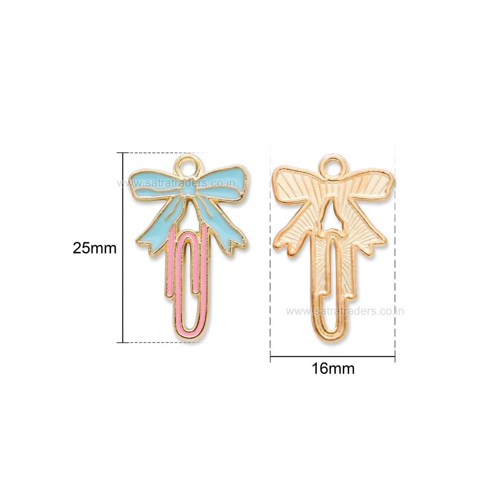 Enamel Paperclip Bow Charm Size : 25mm