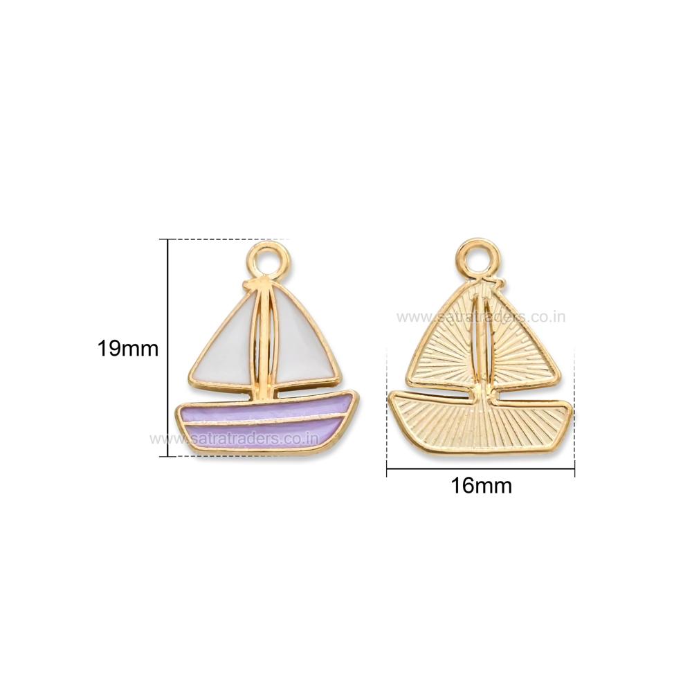 Enamel Sailboat Charm Size : 19mm Qty : 10pcs