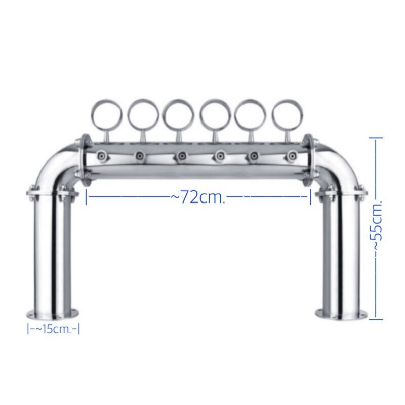 U Shape Beer Tower - 6 Way Taps, Golden Stainless Steel Finish | Premium Bar Drinkware Solution
