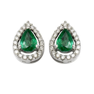 Pear Shaped Emerald Diamond, Precious Gemstone Studded Gold, Tops Earrings For Women Gender: Women'S