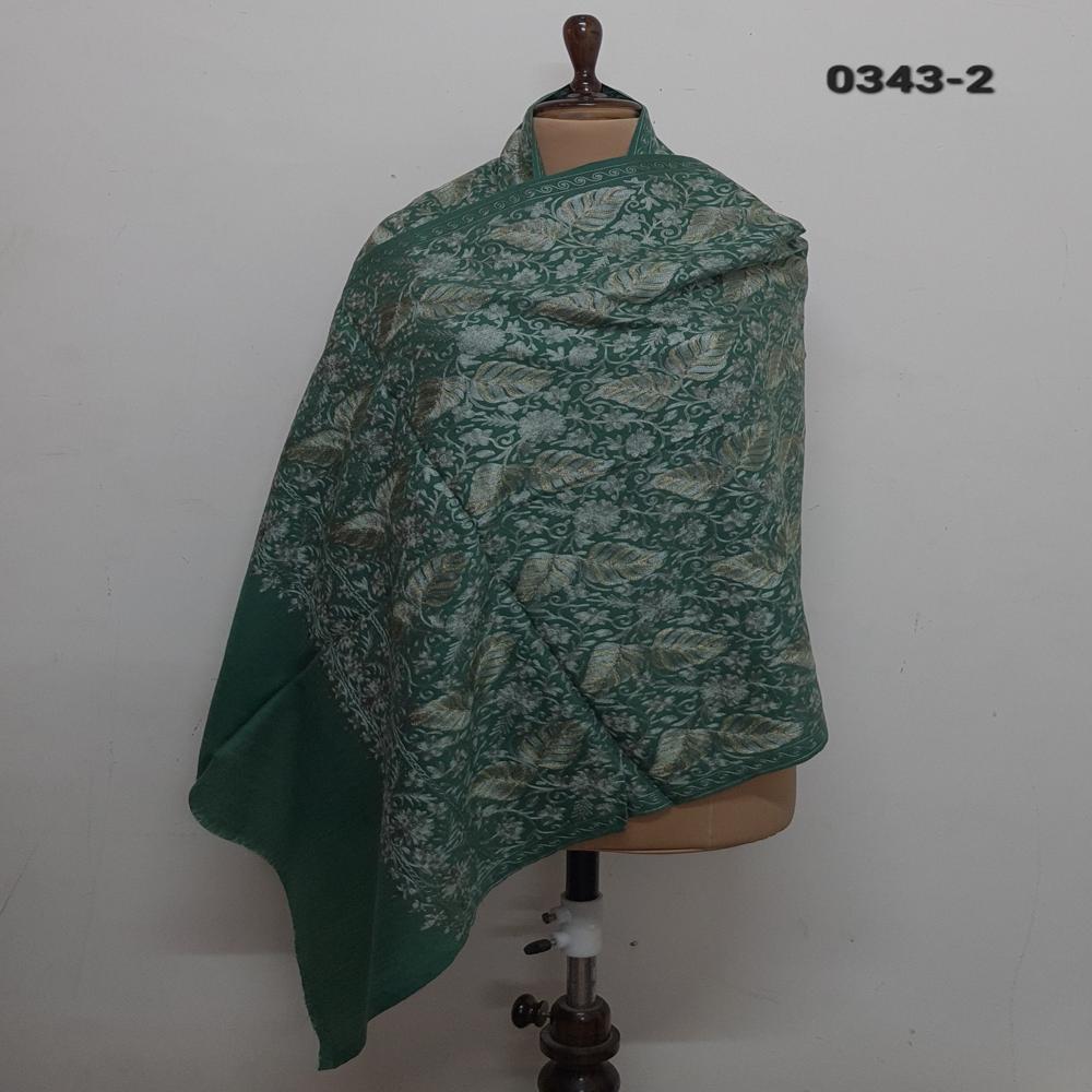 Pure wool leaf embroidered  all over jaal stoles stoles