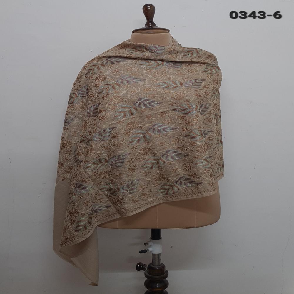 Pure wool leaf embroidered  all over jaal stoles stoles