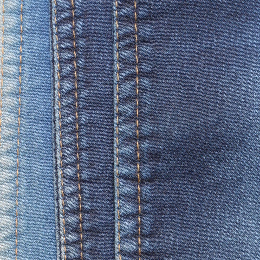 13.5 Ounce Cotton By Cotton Knitted Lycra Indigo Denim Fabric - Attributes: Washable