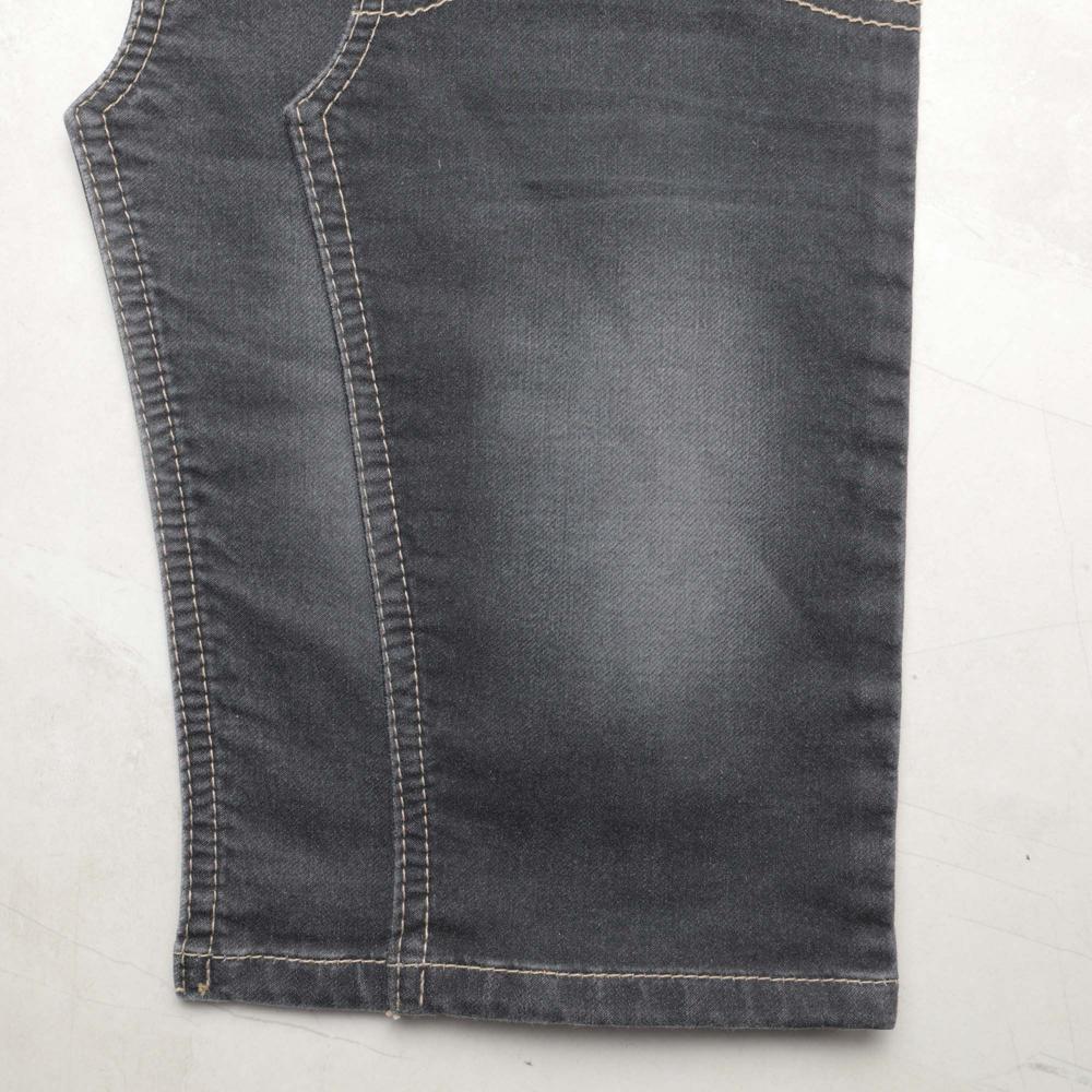 13.5 Ounce Black Cotton By Cotton Knitted Lycra Sulphur Denim Fabric - Attributes: Washable