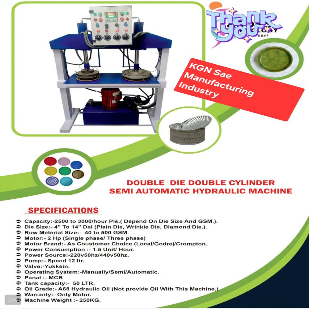 Hydraulic Semi-Automatic Double Cylinder Double Die Paper Plate Making Machine