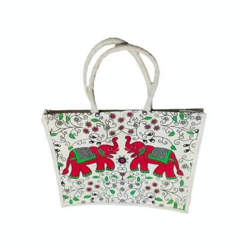 5Kg White Printed Jute Shopping Beg