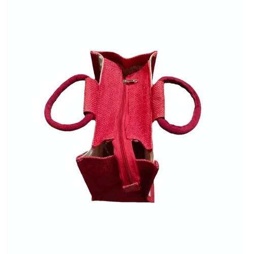 Red Printed Jute Shopping Bag