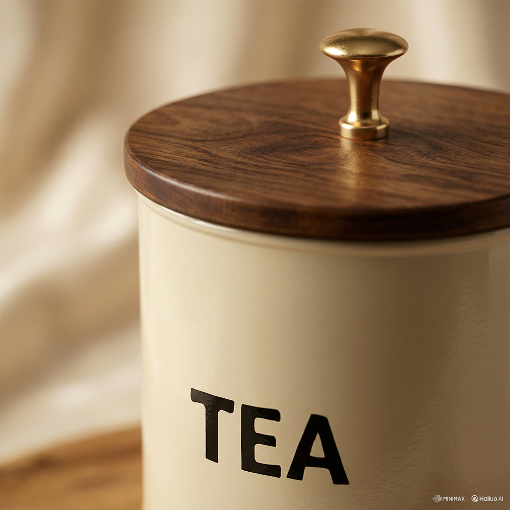 Metal Salt Tea Sugar Canister Set with Wooden Lid | 3 Piece Airtight Kitchen Storage Jar Set
