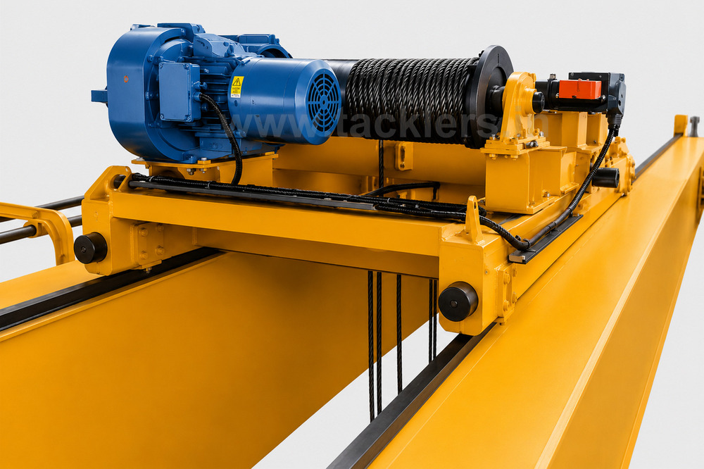Double Girder Crane Crab ( Trolley) - Color: Yellow/Blue (Typical Industrial Paint Finish)
