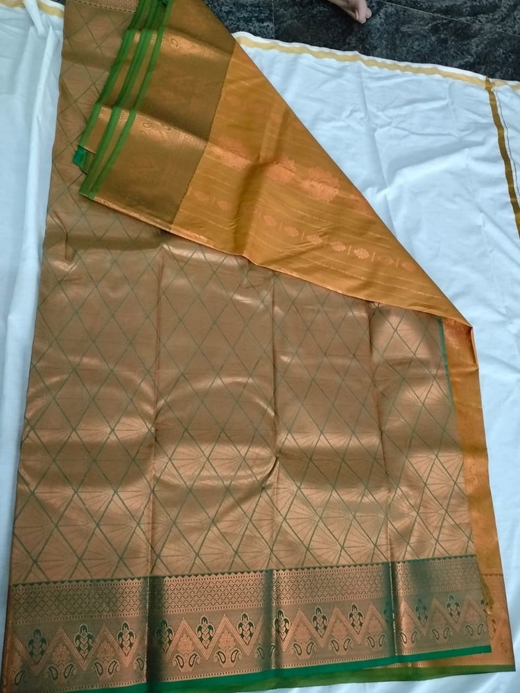 Golden Olive Soft Silk Saree
