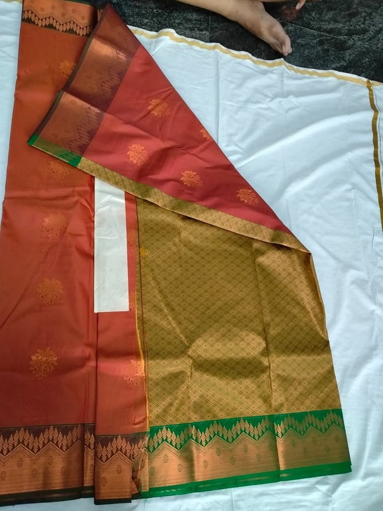 Terracotta Gold Soft Silk Saree