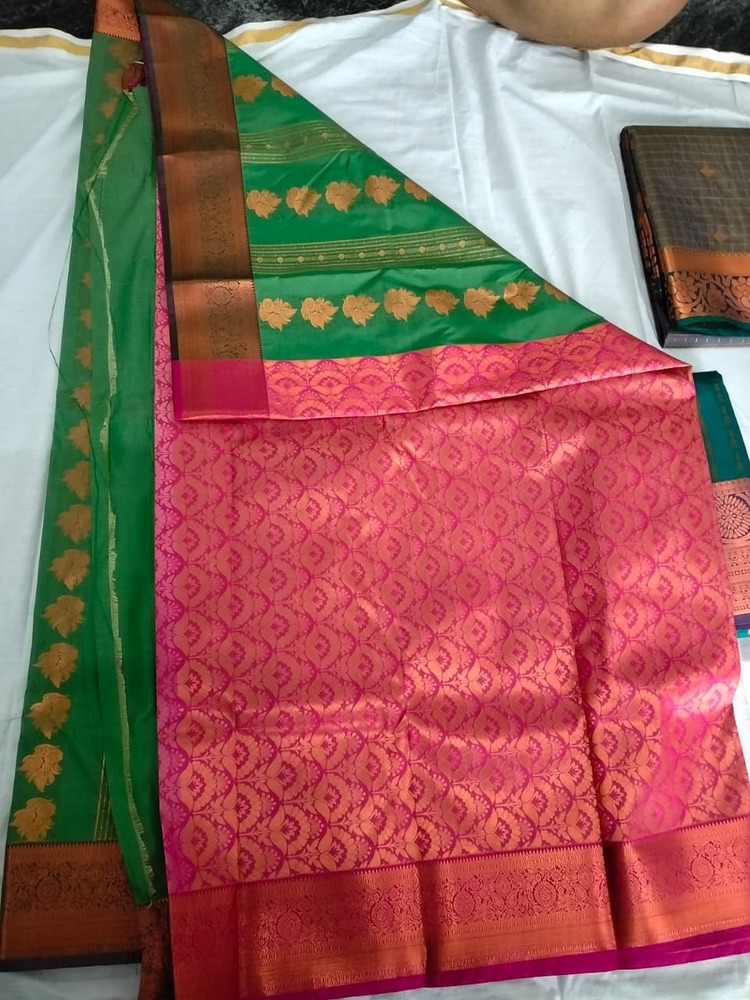 Emerald Blossom Soft Silk Saree