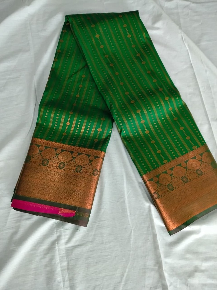 Emerald Stripe Soft Silk Saree