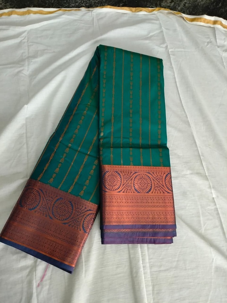 Peacock Teal Soft Silk Saree
