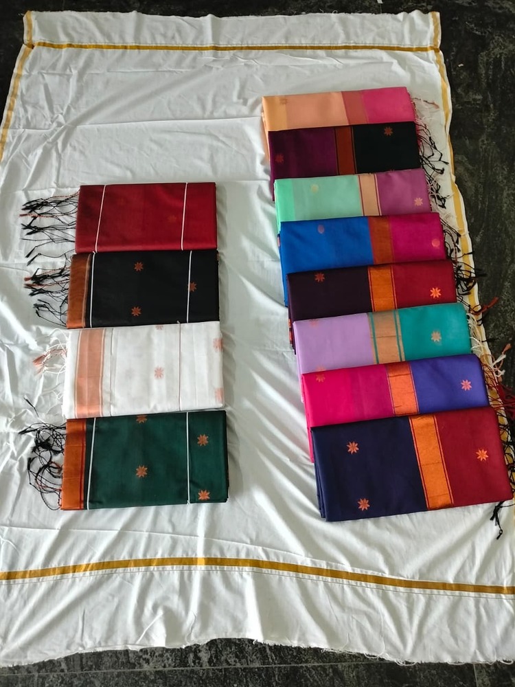 Maheshwari Cotton Saree - Color: Bottle Green