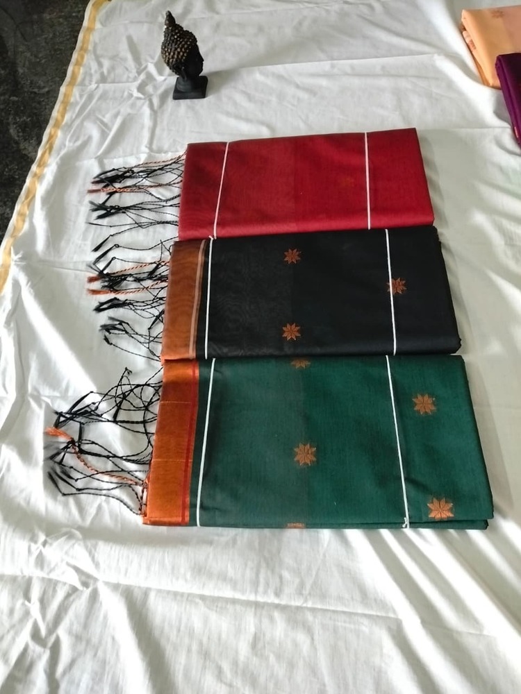 Mint Green Lavender Maheshwari Cotton Saree with Zari Border