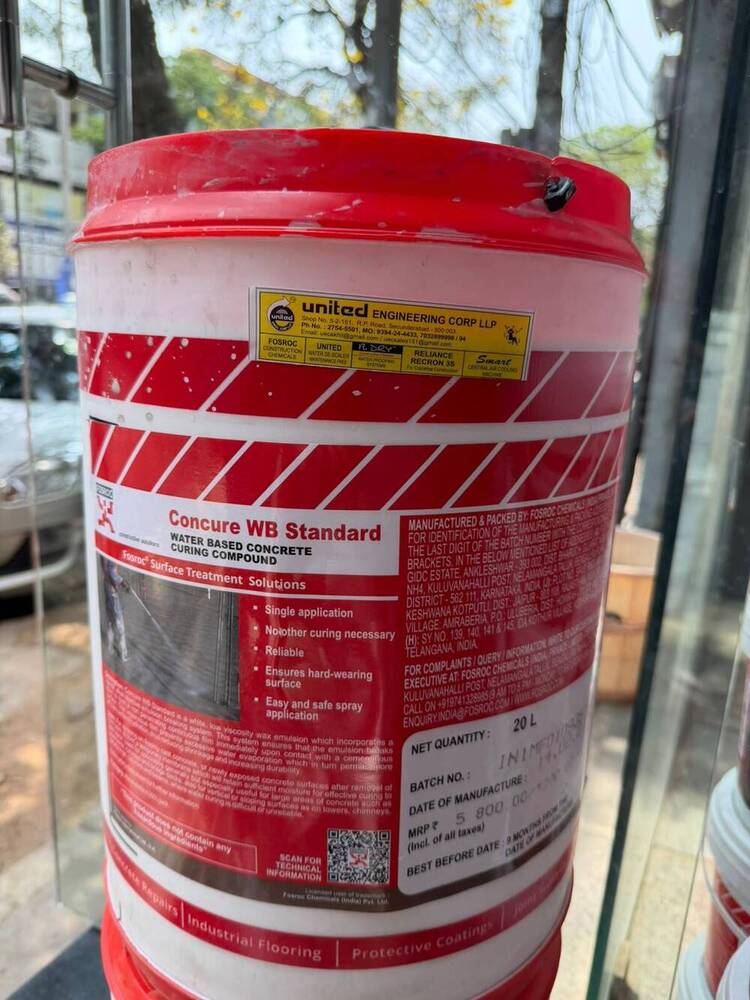 Concure Wb White - Liquid, 20 L, White | Industrial Grade Water Based Curing Compound For Extensive Concrete Applications