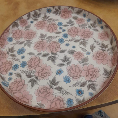 Printed Ceramic Plate - Glazed Earthenware, 10-12 Inch, Multicolor Floral Pattern | Hand Painted, Glossy, Stain Resistant