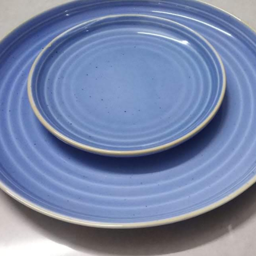 Ceramic Plate - Fine Ceramic, 10-12 Inch, Black With Gold Geometric Pattern, Scratch Resistant, Microwave And Oven Safe