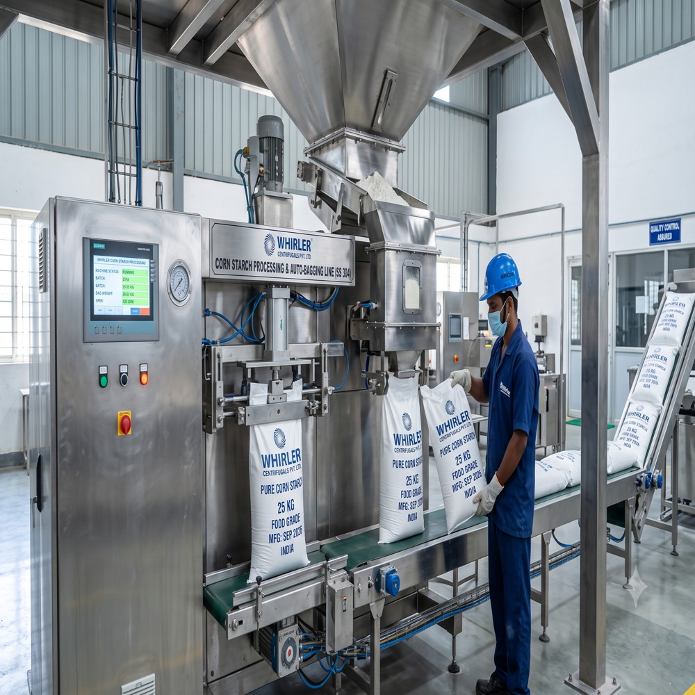 https://www.whirlercentrifugals.com/post/semi-automatic-corn-starch-processing-ss-304-medium-capacity-plc-controlled-auto-bagging-machines