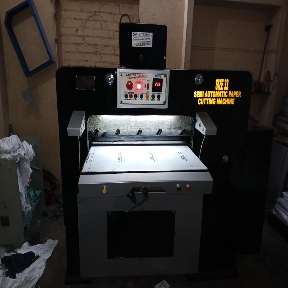 Semi Automatic Paper Cutting Machine - Cast Iron, Manual Control, White Color | Low Noise Operation, High Quality Design For Industrial Use