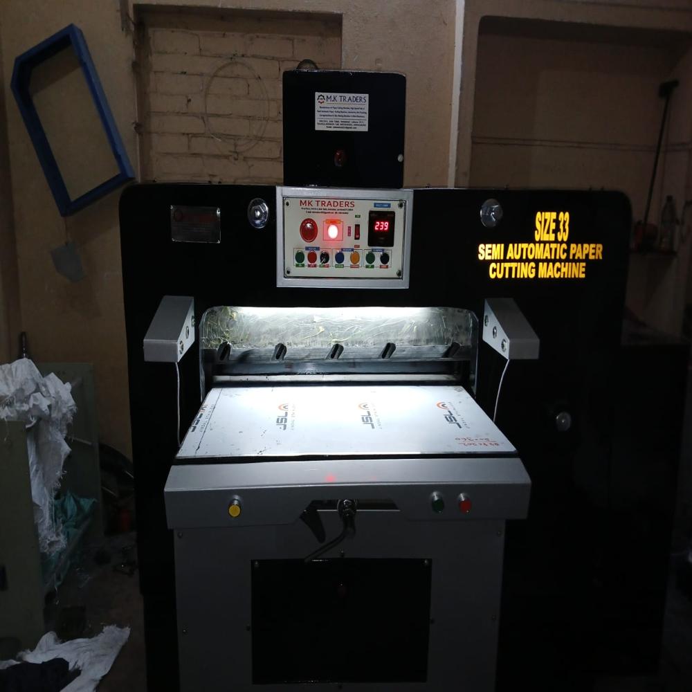 Semi Automatic Paper Cutting Machine - Cast Iron, Manual Control, White Color | Low Noise Operation, High Quality Design For Industrial Use
