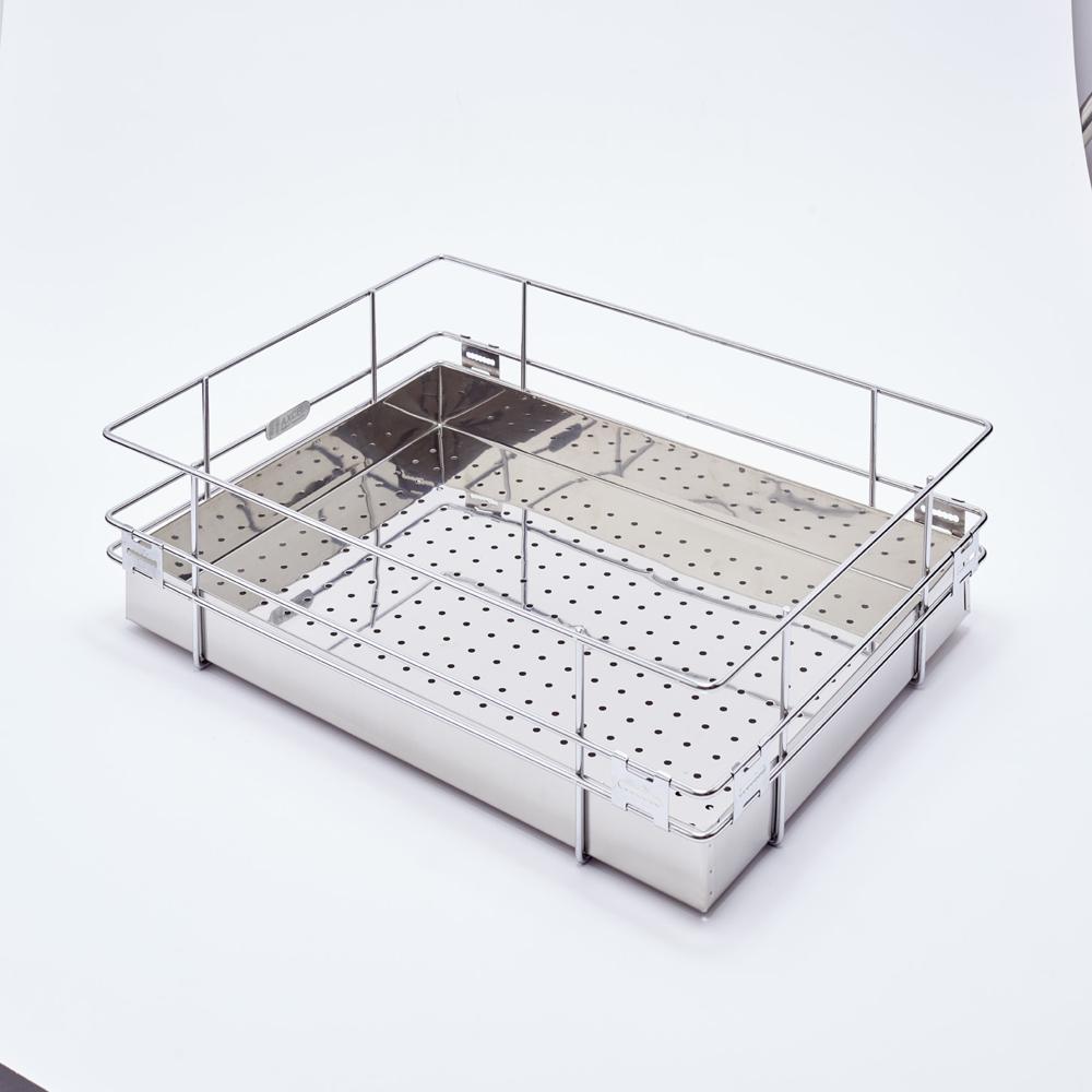 Plain Folding Basket - Stainless Steel, 20-24" Depth, Polished Chrome | Folding, Pull-out Mount, Rust Resistant, Lightweight