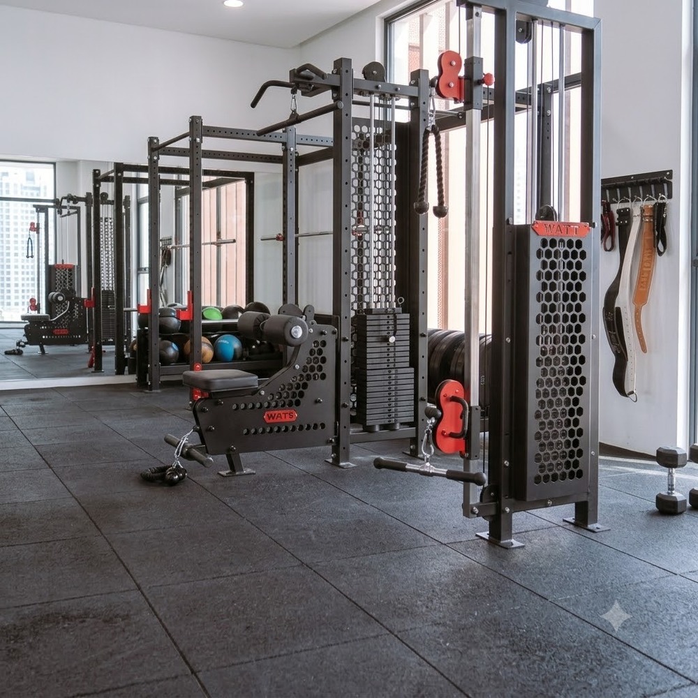 Aerofit Rubber Flooring - High-density Rubber Tiles 500mmx500mm Black, Fire Retardant, Low-odor, Interlocking & Loose Lay