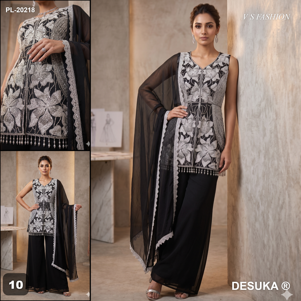  Embroidered Short Kurti Set