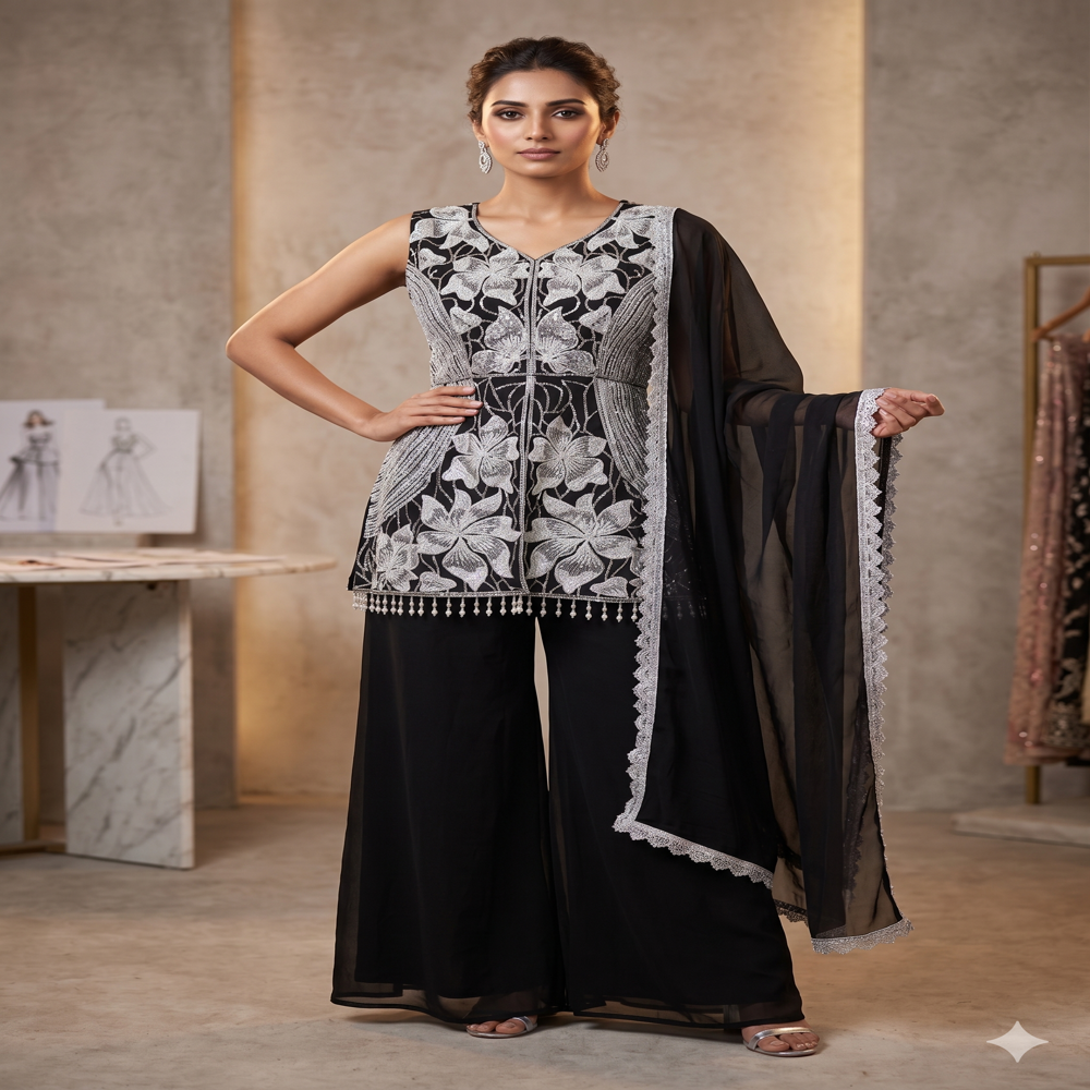 PL-20218 Embroidered Short Kurti Set