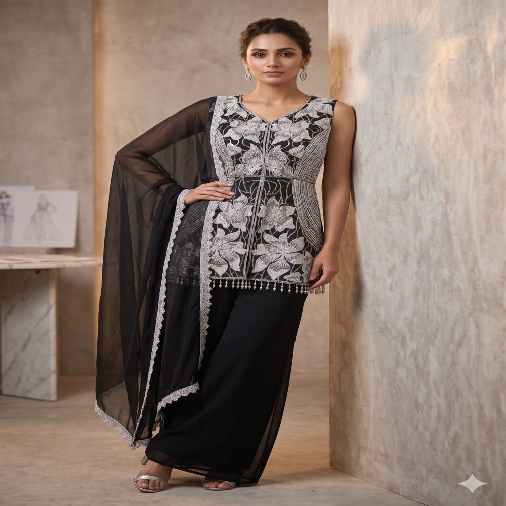 PL-20218 Embroidered Short Kurti Set