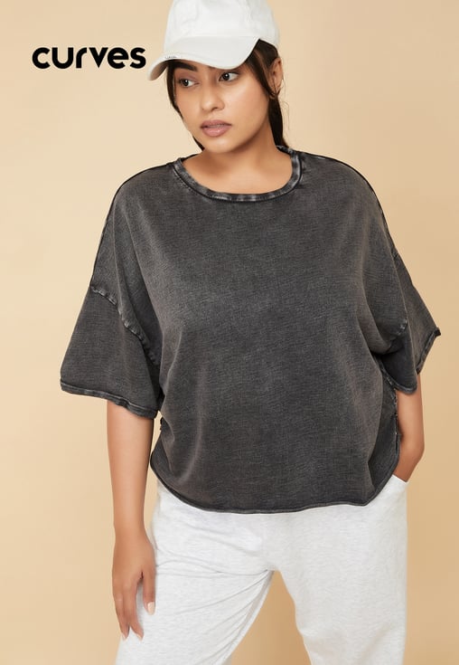W13672 Ladies Acid Wash T-shirts