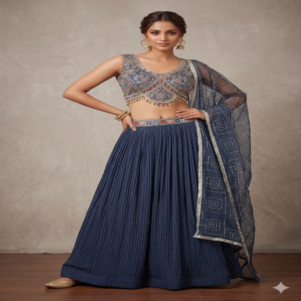 CTP-60222 Vichitra Silk Crop Top Lehenga