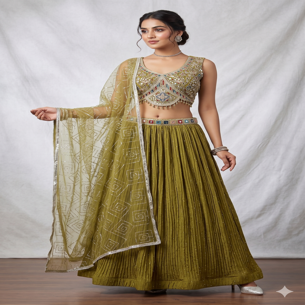 CTP-60222 Vichitra Silk Crop Top Lehenga