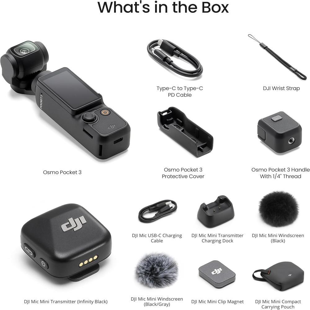 DJI Osmo Pocket 3 Vlog Combo, Vlogging Camera with 1 CMOS