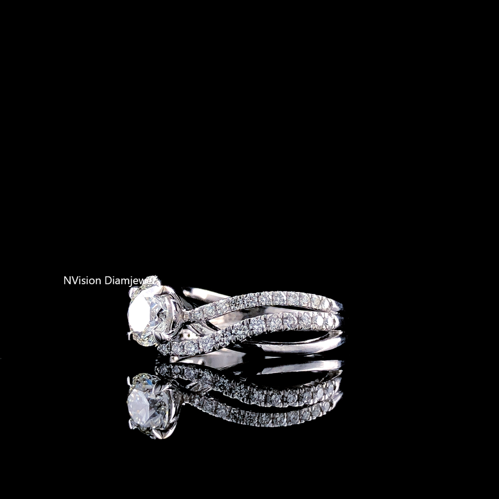 Crossover Natural Solitaire Diamond Pop-Up Ring