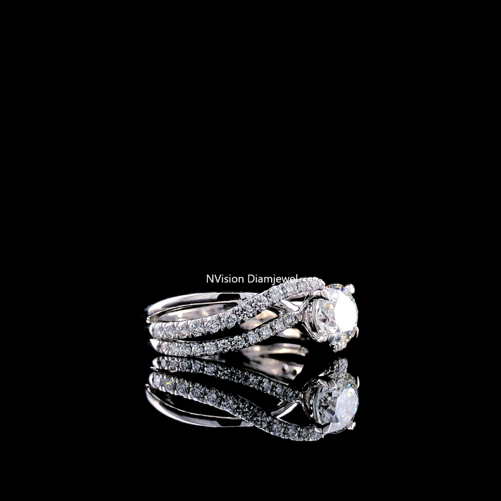 Crossover Natural Solitaire Diamond Pop-Up Ring