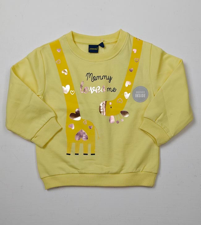 A31344 | JUNIORS Baby Foil Printed Crew Neck Pullover