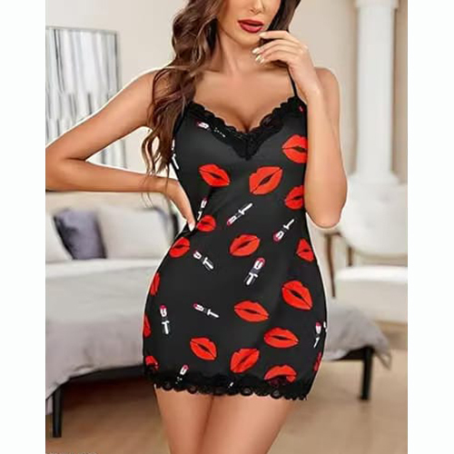 One Piece Lip Prints Night Dress