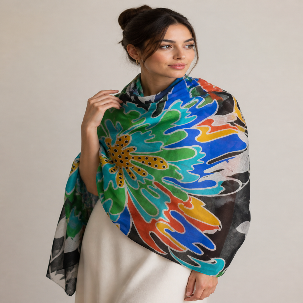 Wool matty weave printed stoles
