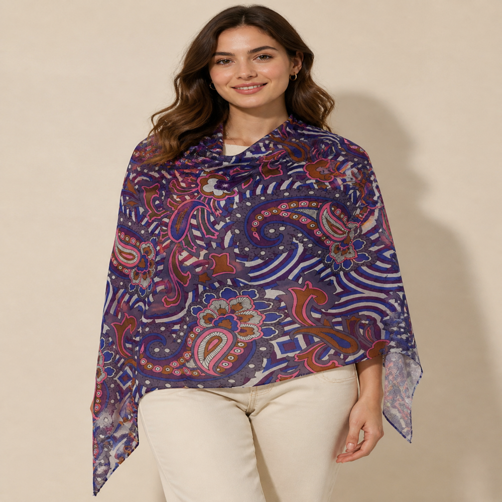 Wool matty weave printed stoles