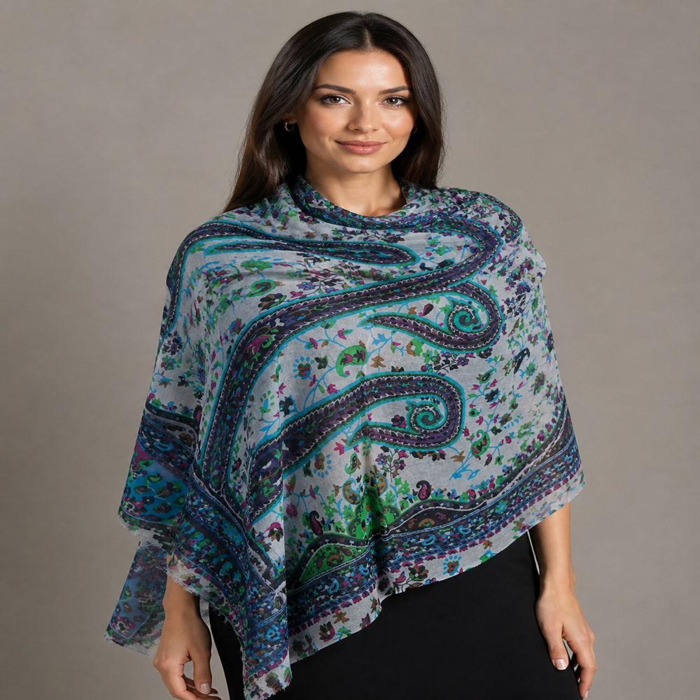 Wool matty weave printed stoles