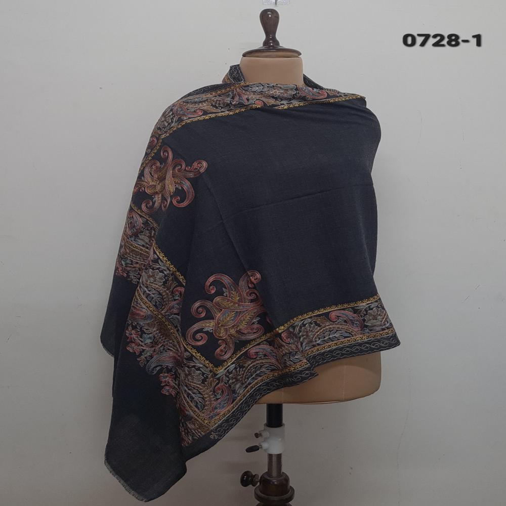 Pure wool embroidered 4 side boder stoles.