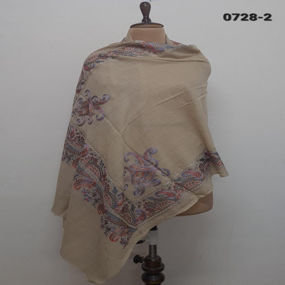 Pure wool embroidered 4 side boder stoles.