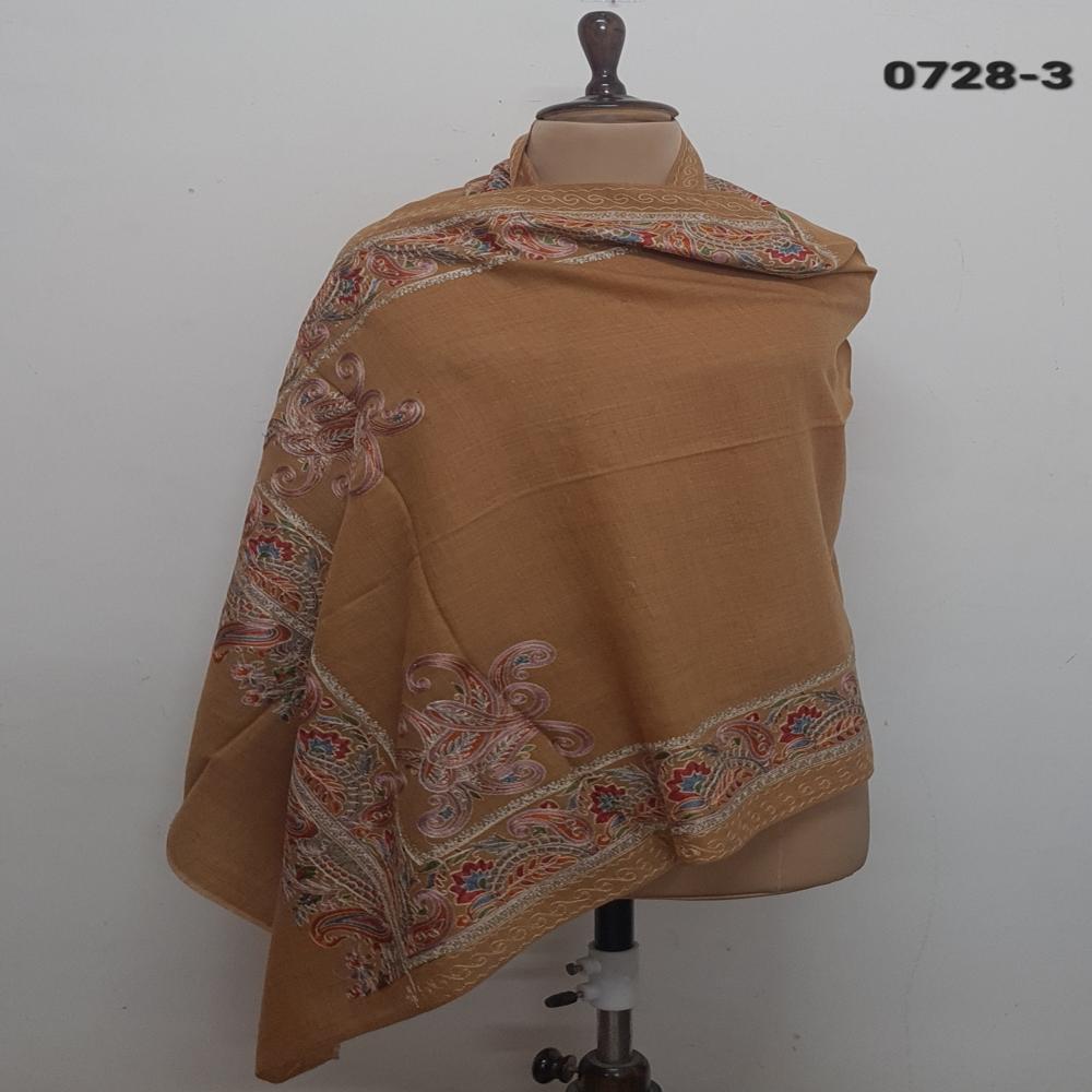 Pure wool embroidered 4 side boder stoles.